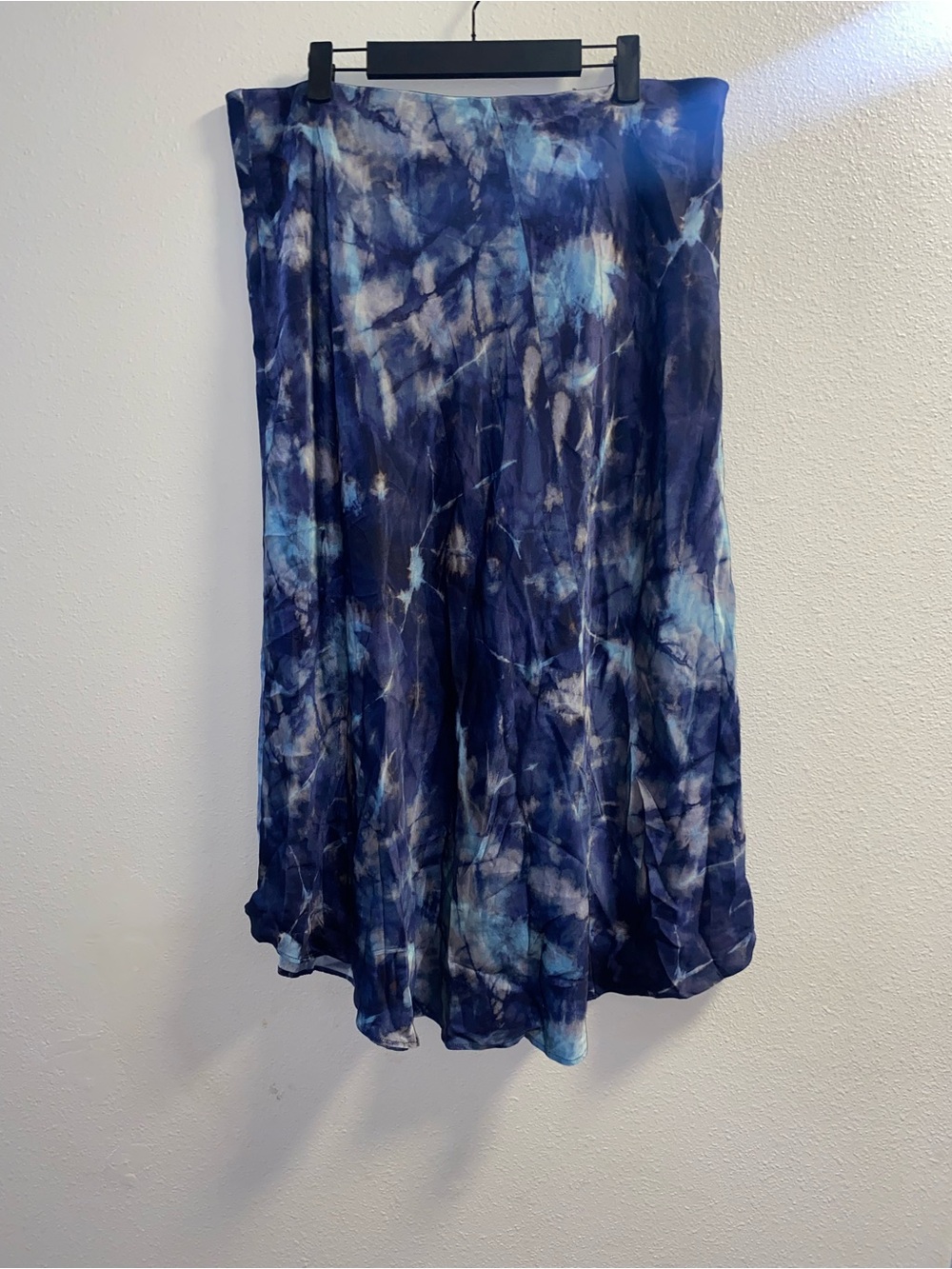Johnny Was Navy and Light Blue Tie-Dye Flowing Maxi Skirt
